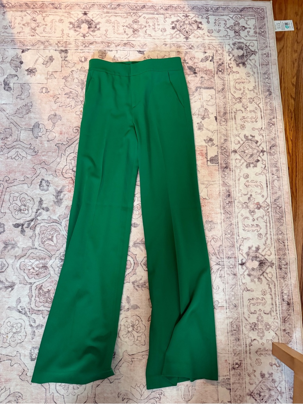 Alice + Olivia Emerald Green High-Waist Wide-Leg Trousers - Picture 3 of 4